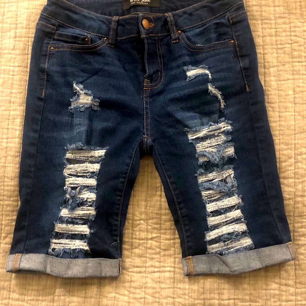 Wax jeans Bermuda length